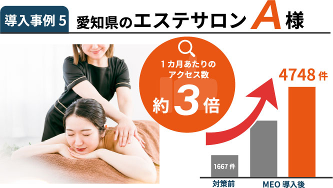 MEO対策代行 導入事例・エステサロン(愛知) MEO対策代行 導入事例・エステサロン(愛知)
