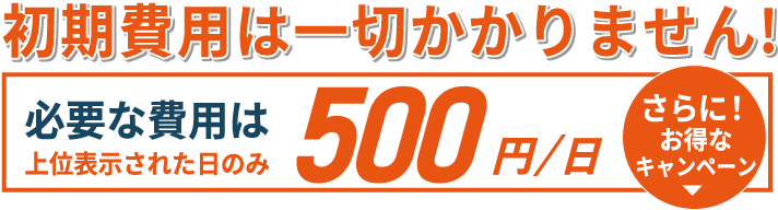 初期費用は一切なし 初期費用は一切なし